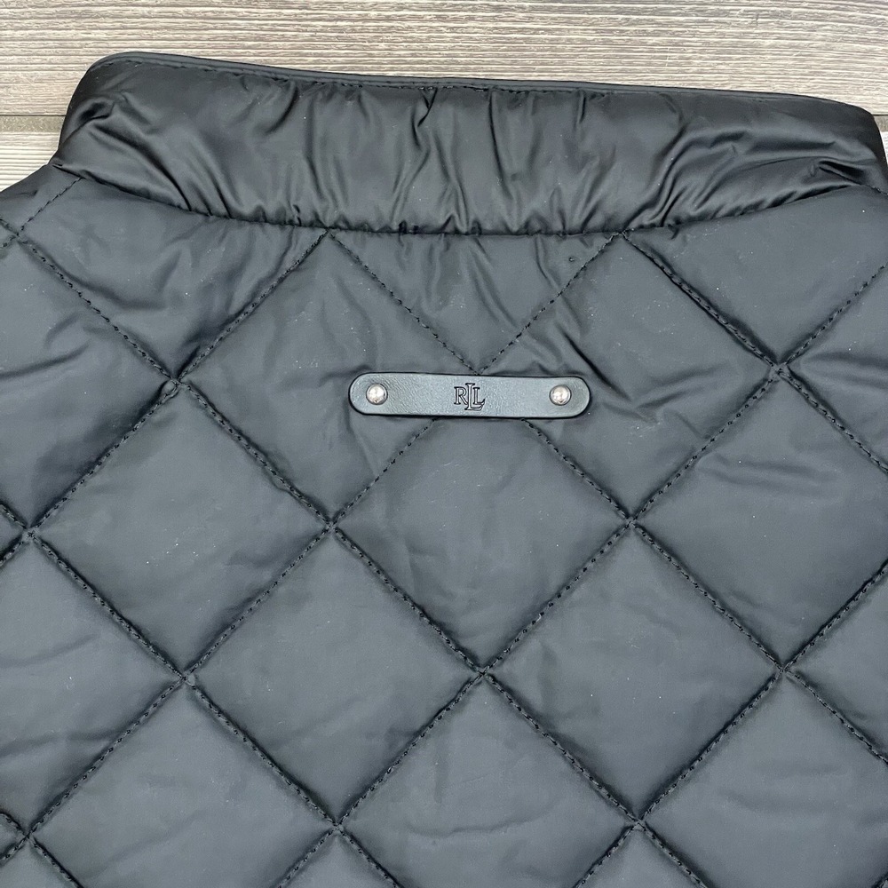 Ralph Lauren Women's Black Quilted Vest Crest Logo Preppy Style Black LARGE NEW - Picture 6 of 14